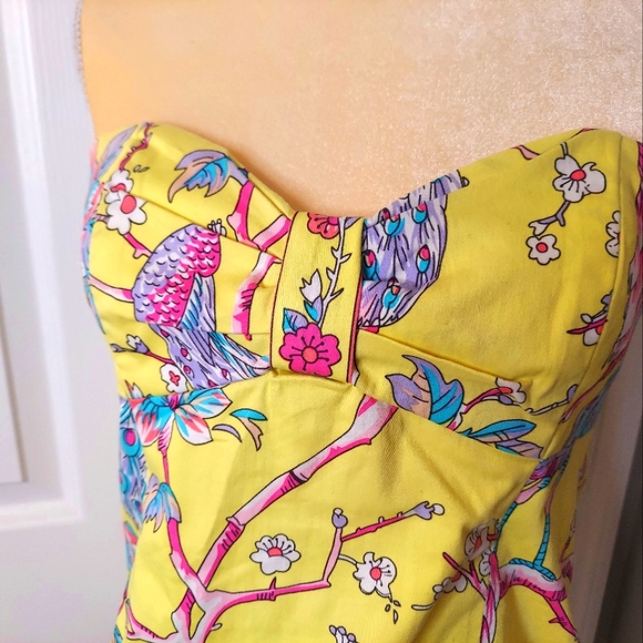 Tibi Yellow Cotton Strapless Top Size M - Picture 2 of 10